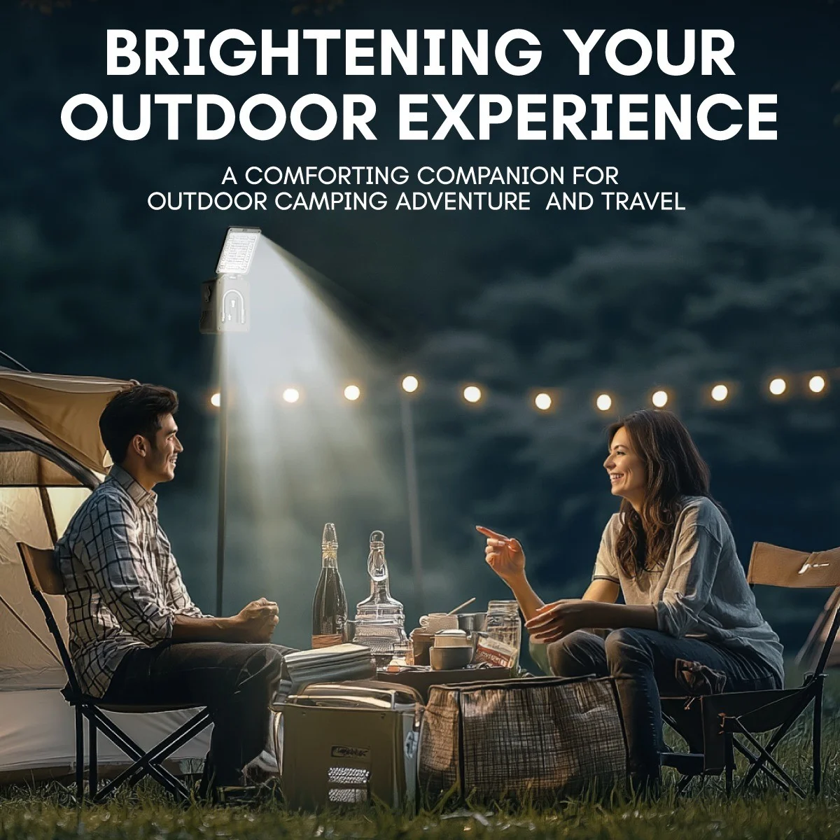 Portable 2 in 1 Air inflator + camping light, outdoor experience, LED Camp light
