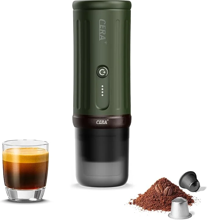 CERA+ Portable Espresso Machine, CERApresso Electric Travel Coffee Maker for Outing, Working, Camping